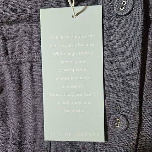 Calme by Johnny Was Double Pocket Shacket Long Sleeve Shirt Gauze Graphite Sz M - Picture 8 of 10